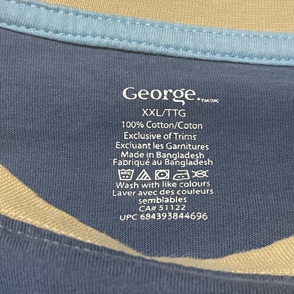 George Men's Blue Tee with Stripe Accent - Picture 3 of 4